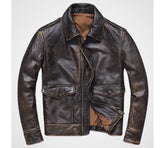 Mens Vintage A2 Bomber AIR Force Style Distressed Brown Real Leather Jacket
