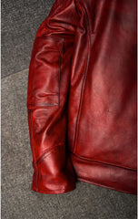 Mens Red Vintage Biker Motorcycle Real Cafe Racer Leather Jacket | Men's Dimond Classic Motorcycle Vintage Red Biker Jacket