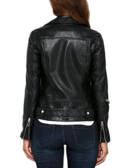 Women LambSkin Soft Real Leather Jacket Motorcycle Black Slim Fit Biker Jacket