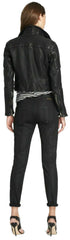 Women Slim Fit Motorcycle Leather Jacket | Women Handmade Black Vintage Style Biker Leather Jacket