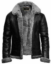 Men's Black RAF Aviator Shearling B3 Bomber Fur Genuine Sheepskin Handmade Leather Jacket