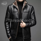 Mens Winter Slim Fit Shearling Stylish Black Motorcycle Leather Jacket