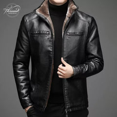 Mens Winter Slim Fit Shearling Stylish Black Motorcycle Leather Jacket