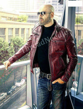 Men's Slim Fit Dimond Classic Quilted Biker Red Leather Jacket | Men Handmade Motorcycle Leather Jacket