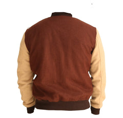 Men's Hotline Miami Flight Brown Varsity Bomber Jacket | Men Handmade Brown Baseball Wool Jacket | Men's Varsity Brown B Logo Bomber Jacket