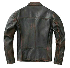 Men’s Handmade Motorcycle Vintage Cafe Racer Distressed Black Biker Real Leather Jacket